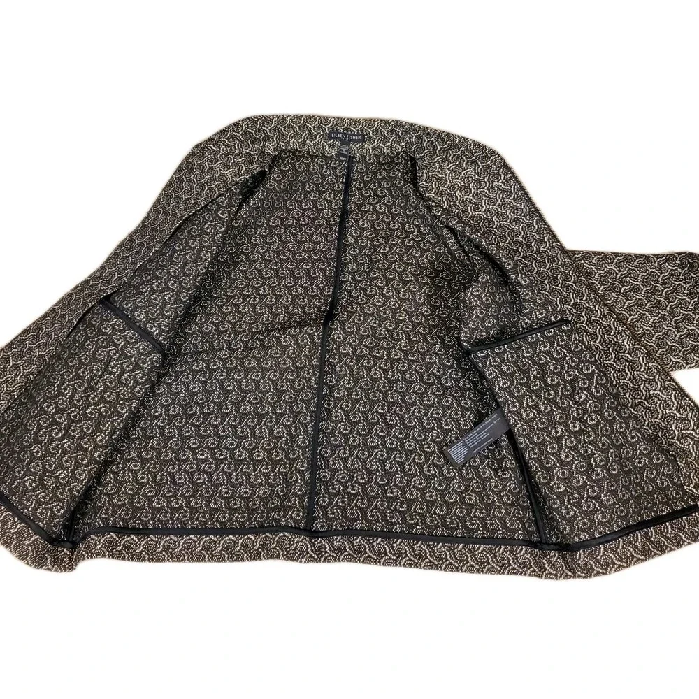 Eileen‎ Fisher Black  White cotton jacket Jacquard Full Zip Jacket Petite Small